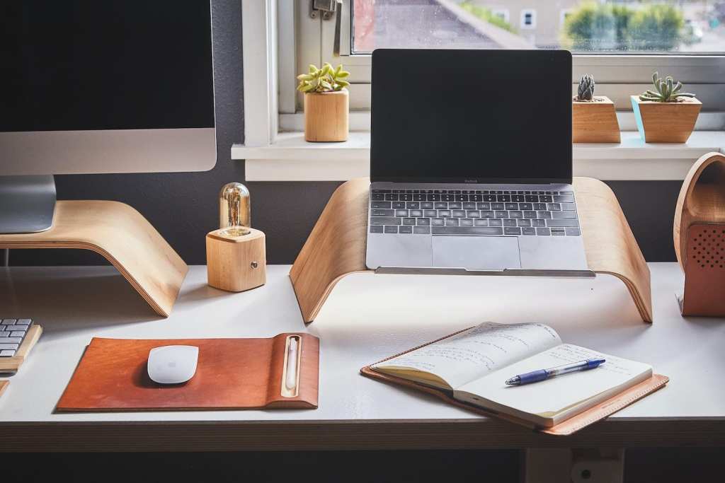 Clean minimal desk for home workspace productivity