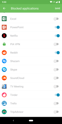 Select which android apps you want to block