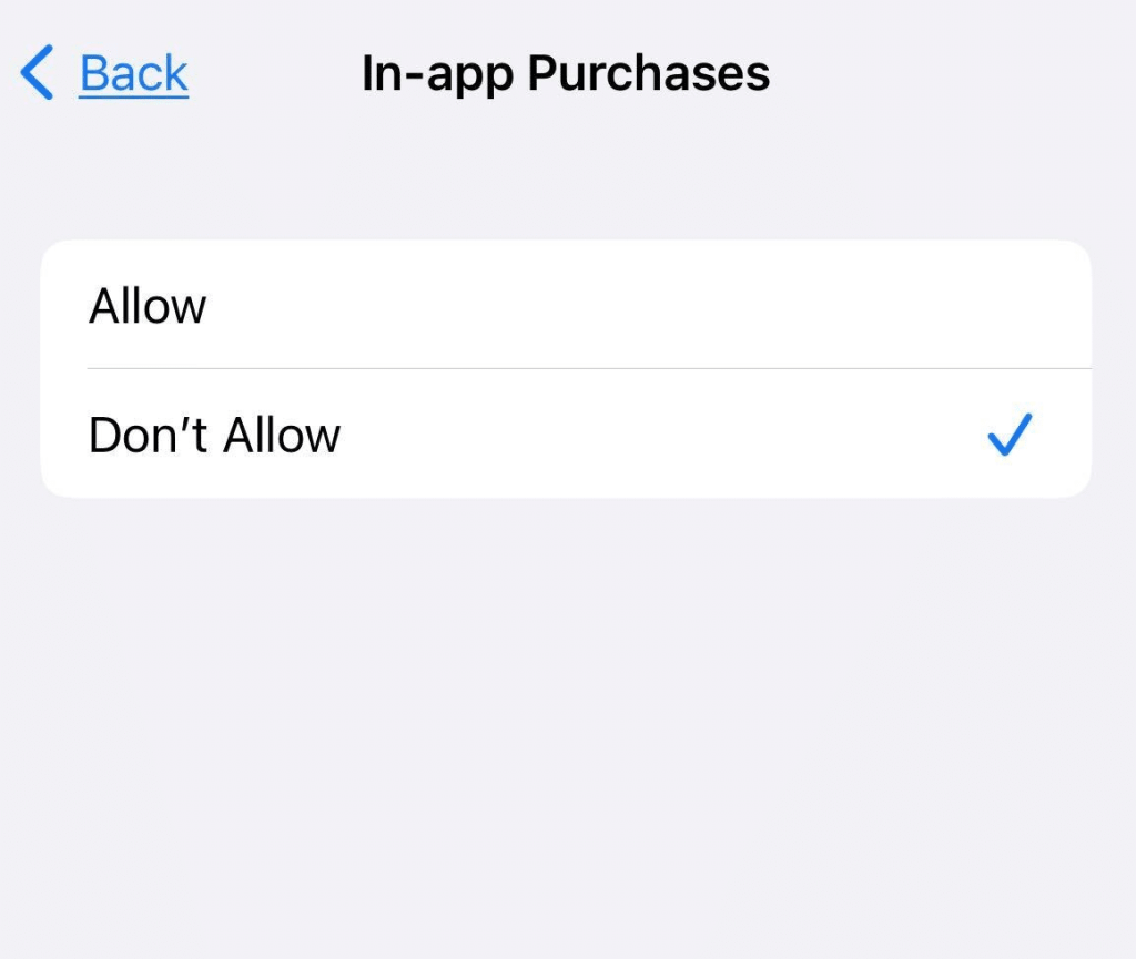 don't allow in-app purchases