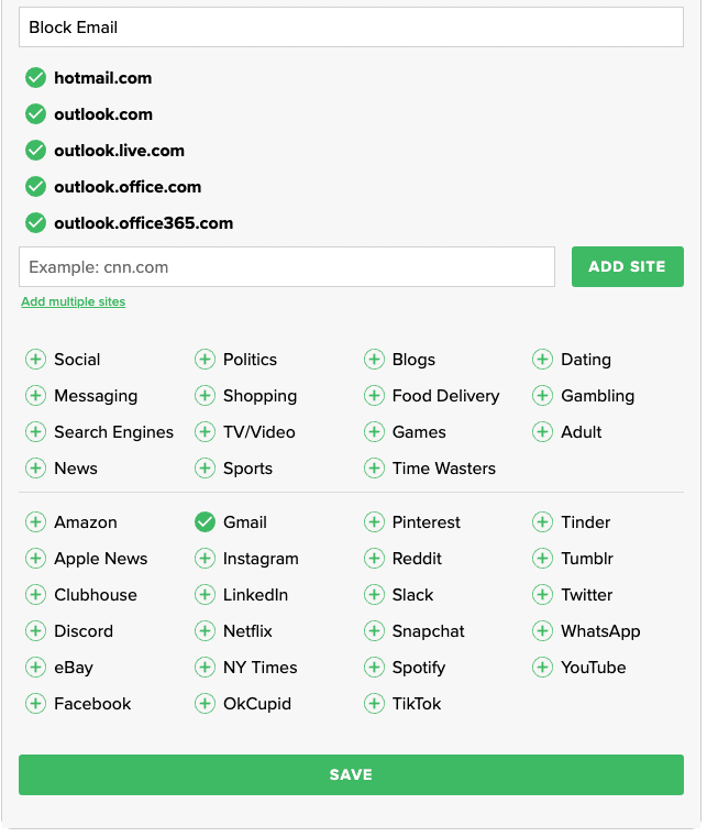Block any other email platforms by typing in their URL and adding them to your blocklist