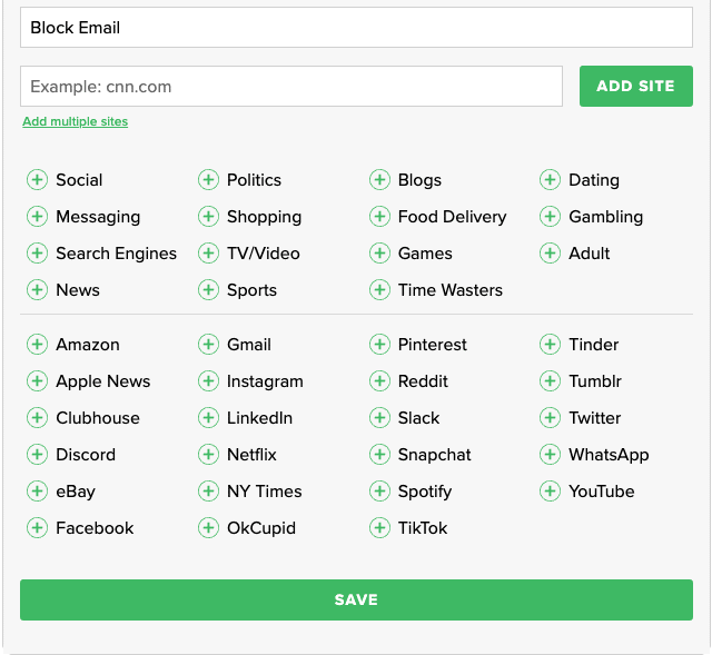 Name your blocklist: Block Email